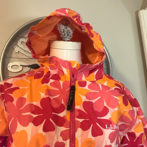 L L bean Flower power hooded wind breaker rain jacket - Picture 4 of 14
